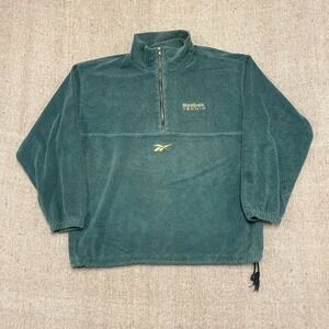 Vintage Reebok Sweatshirt mens XL Green 1990s 1/4 zip retro